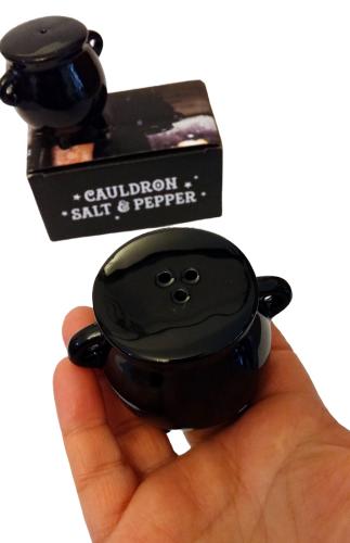 Hexenkessel Motiv Salz und Pfefferstreuer Set schwarz