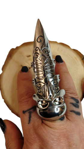 Gliederring Punisher Hydra Totenkopf Punk Gothic Ring Antik Silber