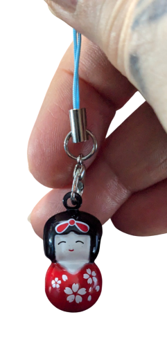 Japanische Geisha Püppchen Glöckchen Schelle Rot Schwarz