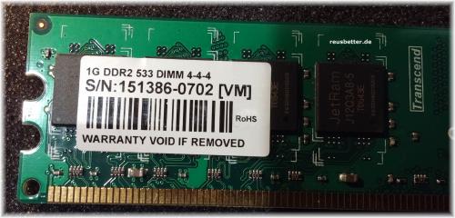 JetRAM PC Arbeitsspeicher 1GB DDR2 533 cl5/4 PC RAM