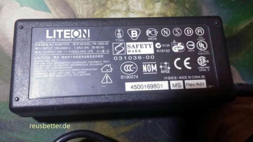 LITEON AC Adapter PA-1650-02 Notebook Netzteil 19V