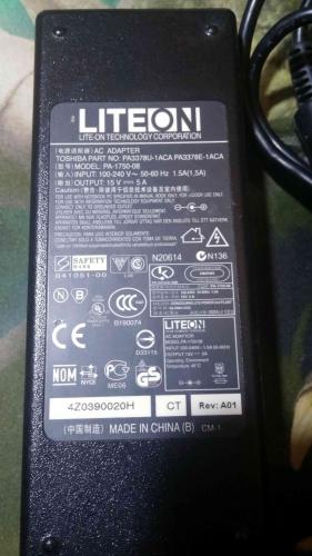 LITEON AC Adapter PA3378U-1ACA  PA3378E-1ACA-Thoshiba PA-1750-08 Notebook Netzteil 15V