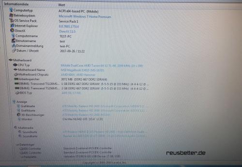 MSI Megabook EX610 - MS163D | AMD DualCore 2x2GHz | 3 GB RAM | 39.1 WXGA