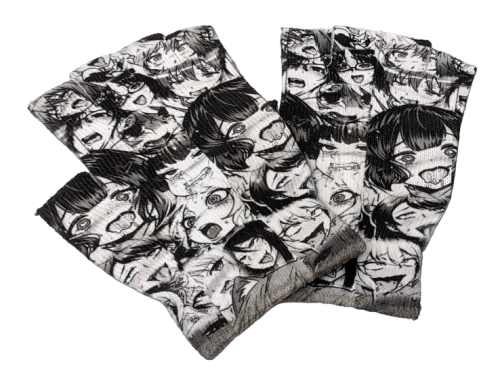 Manga Ahegao Motiv Handschuhe Manga Print Fingerlose Unisex Handschuhe