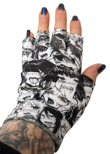 Manga Ahegao Motiv Handschuhe Manga Print Motiv Fingerlose Unisex Handschuhe