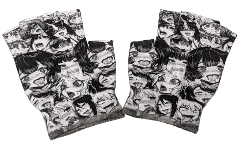 Manga Ahegao Motiv Handschuhe Manga Print Fingerlose Unisex Handschuhe