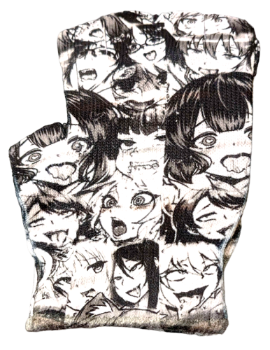 Manga Ahegao Motiv Handschuhe Manga Print Motiv Fingerlose Unisex Handschuhe