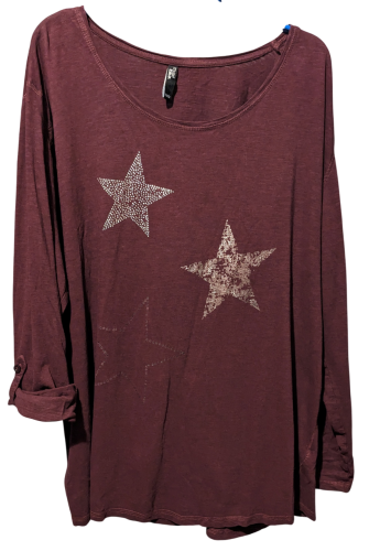 Damen Langarmshirt 54-56 Sterne Dunkelrot von Maxi Blue gebraucht