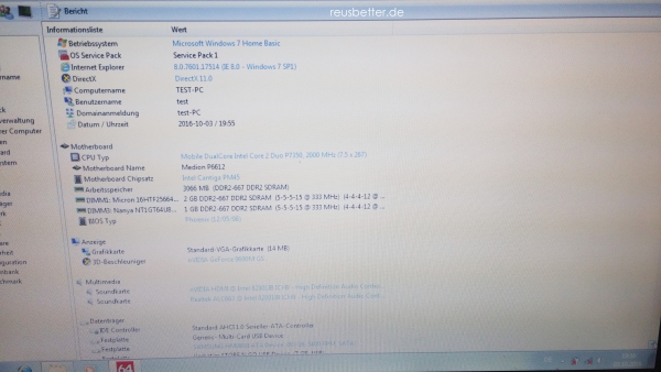 Medion Akoya P6612 gebrauchtes 16" Notebook Intel Core 2 Duo 320GB