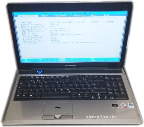 Medion Akoya P6612 gebrauchtes 16" Notebook Intel Core 2 Duo 320GB
