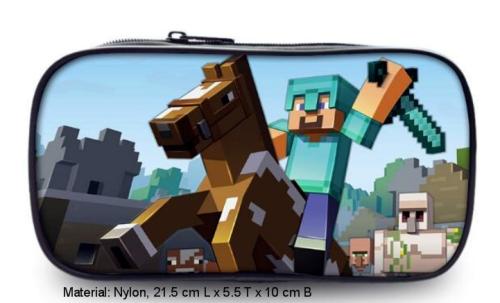 Motiv Minecraft ♆ Pixelblock ♆ Federmappe Steve mit Pferd ♆ Universal Etui