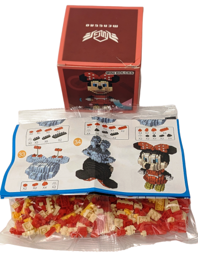 Minnie Mouse Motiv Bausteine 488 Stück - Mini Blocks - Micro Block Set mit Sammelbox