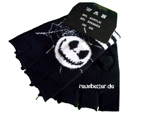 Jack Skellington シ Fingerlose Handschuhe mit Spinnennetz Design