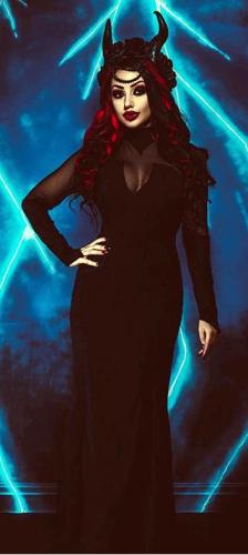 Maxi Damenkleid Necessary Evil Amaterasu Mesh Vampir Kleid schwarz