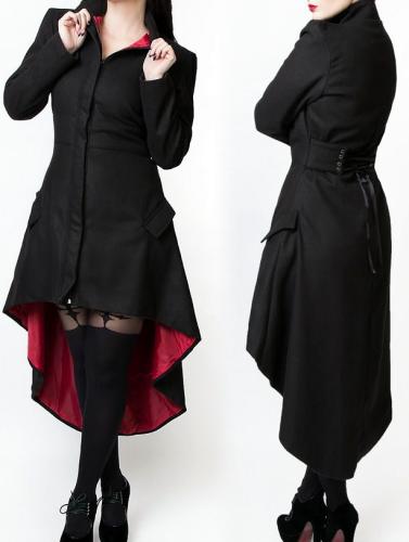 Necessary Evil | Medea Red Lined High-Low Mantel | Gothic Vokuhila | XL