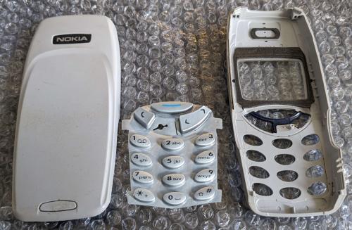 Original Nokia 3310 3330 Handyhülle Grau Blau komplett