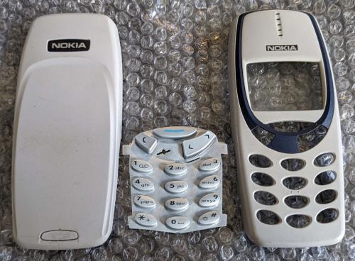Original Nokia 3310 3330 Handyhülle Grau Blau komplett