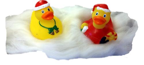 Weihnacht*s Quietscheentchen Set Badeente Weihnachtsmütze