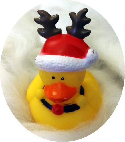 Weihnacht*s Quietscheentchen Badeente Weihnachtsmütze Elch