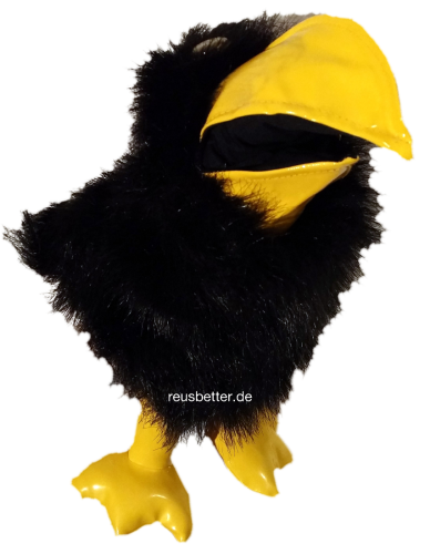 Handspieltier Handpuppe großer Rabe mit Sprechmaul