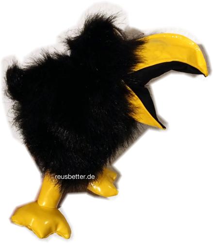 Handspieltier Handpuppe großer Rabe mit Sprechmaul
