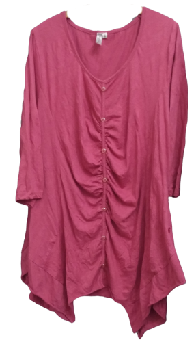 Rainbow Crinkle Zipfel Damen Bluse | Gr. 48–50 Altrosa