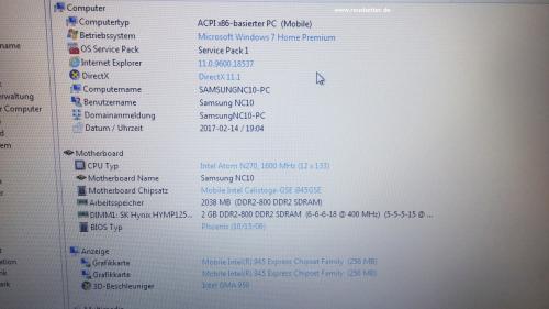 Samsung NP - NC10 - KA01DE ❖ Intel Atom N270 ❖ 1.6GHz ❖ 2GB RAM