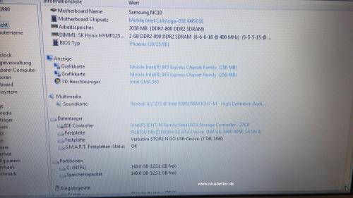 Samsung NP - NC10 - KA01DE ❖ Intel Atom N270 ❖ 1.6GHz ❖ 2GB RAM