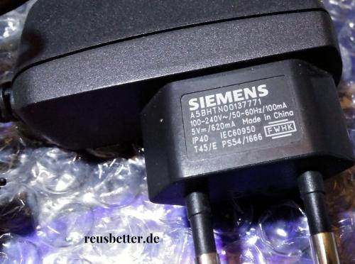 Siemens D5BHTN00137771 ☛ Netzteil Ladekabel ☛ 5V/620mA