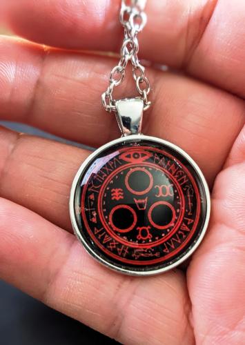 Silent Hill Logo Kette Rot Silber Glas Cabochon