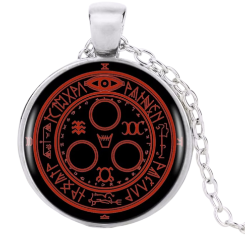 Silent Hill Logo Kette Rot Silber Glas Cabochon