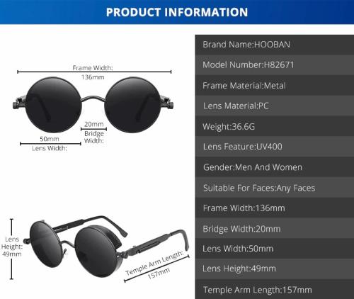 Steampunk Sonnenbrille Retro Gohtic Google Metall Schwarz