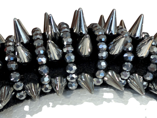 Gothic Industrial Breiter Haarreif Schwarz-Silber – Spike-Nieten