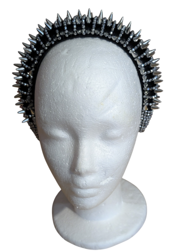 Gothic Industrial Breiter Haarreif Schwarz-Silber – Spike-Nieten