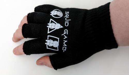 Squid Game Fingerlose Handschuhe Strickhandschuhe Unisex Squid Game Logo Weiß