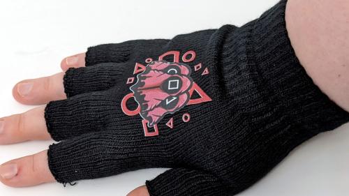 Squid Game Fingerlose Handschuhe Strickhandschuhe Unisex Squid Game Rot