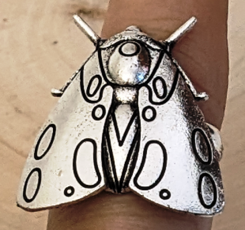Steampunk Ring verstellbar Nachtfalter Motte Antik Silber