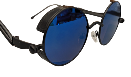Steampunk Sonnenbrille Blaue Gläser Retro Gohtic Google Metall Brille