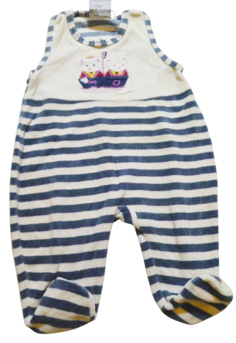 Strampler für Jungen Blau Weiß gestreift Little Baby Company Größe 62/66