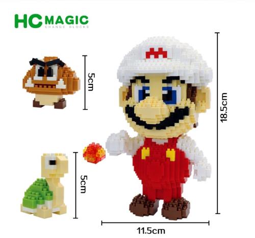 Super Mario Bros. Ψ Super Mario mit Koopa und Gumba Ψ Nano Blocks HC Magic Ψ 18.5 cm