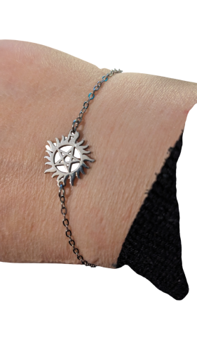 Supernatural Motiv Anti Dämonen Pentagramm Tattoo Edelstahl Armband