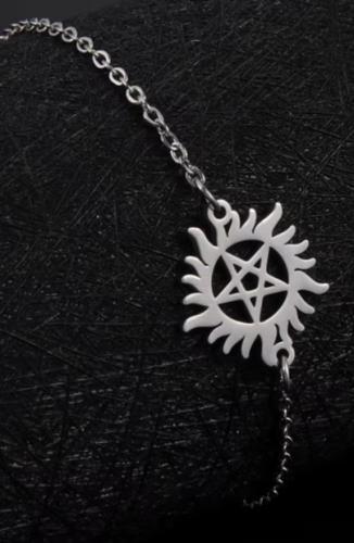 Supernatural Motiv Anti Dämonen Pentagramm Tattoo Edelstahl Armband