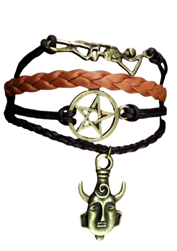 Supernatural Dean Winchester Schutzamulett Lederarmband mit Pentagramm Shambala