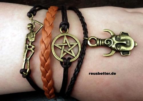 Supernatural Dean Winchester Schutzamulett Lederarmband mit Pentagramm Shambala