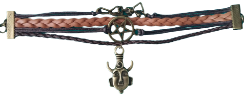 Supernatural Dean Winchester Schutzamulett Lederarmband mit Pentagramm Shambala