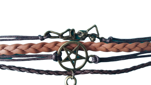 Supernatural Dean Winchester Schutzamulett Lederarmband mit Pentagramm Shambala