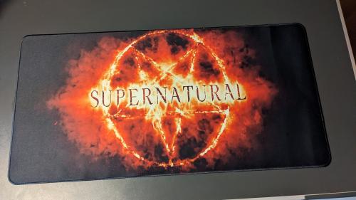Supernatural Pentagramm Flammenkreis Schreibtisch Unterlage Mauspad
