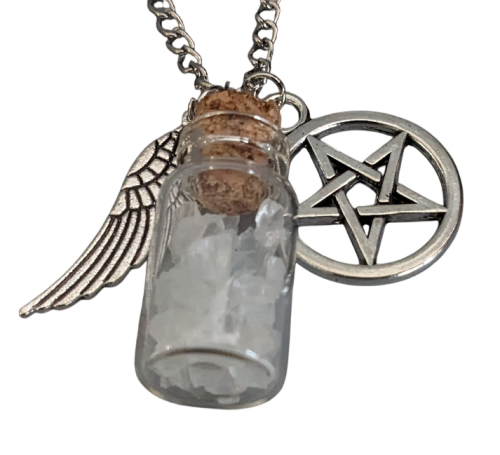 Supernatural Pentagramm Castiel Flügel Mini Flasche Wächter Schwarz Winchester Kette