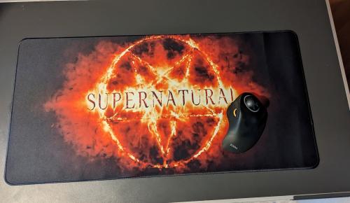 Supernatural Pentagramm Flammenkreis Schreibtisch Unterlage Mauspad