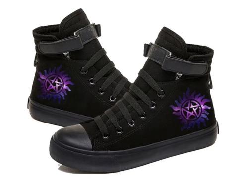 Supernatural Unisex Schnür-Sneaker mit Klettverschluss Schwarz